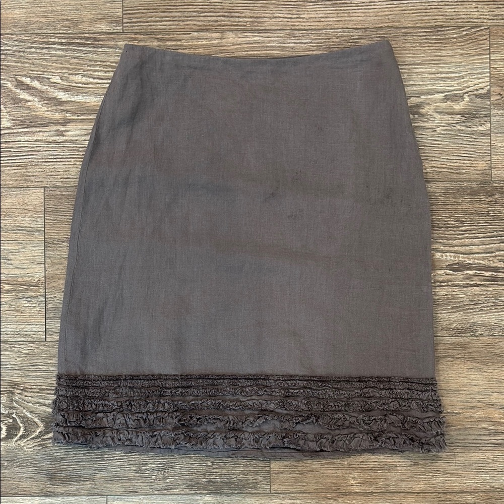 Eileen Fisher Women's Size XS 100% Irish Linen & 100% Cotton Brown / Taupe Skirt